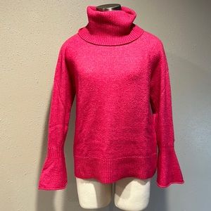 LOFT Pink Cowl Turtleneck Flare‎ Sleeve Sweater Size Small